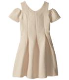 Us Angels Cold Shoulder Fit Flare Brocade Dress (big Kids) (champagne) Girl's Dress