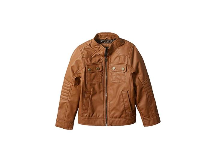 Urban Republic Kids David Faux Leather Bikers Jacket Quilted Shoulders (toddler) (cognac) Boy's Coat