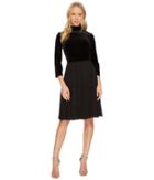 Adrianna Papell Velvet Mock Neck Fit And Flare Dress (black) Women's Dress