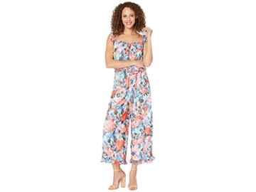 Eci Floral Chiffon Jumpsuit W/ Ruffles (red) Women's Jumpsuit & Rompers One Piece