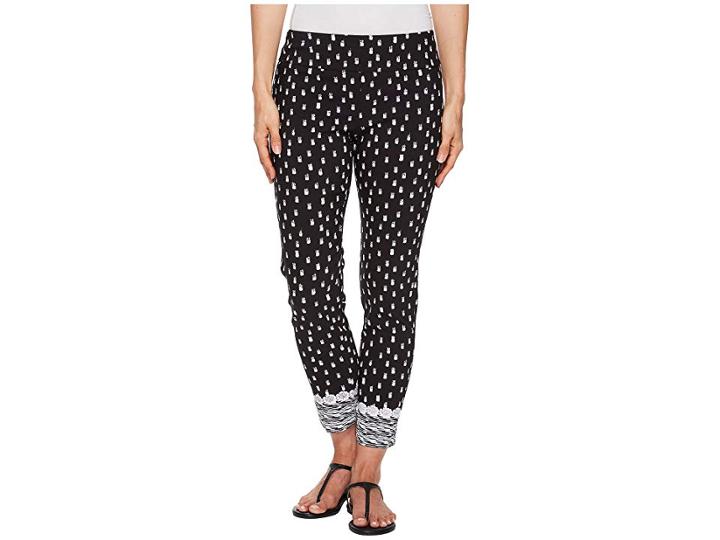 Elliott Lauren Pull-on Crop Pants With Border Hem (black/white) Women's Casual Pants
