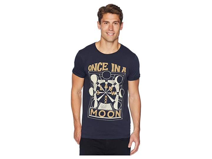 Scotch & Soda Ams Blauw Regular Fit Graphic T-shirt (night) Men's Clothing
