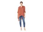 Catherine Catherine Malandrino V-neck Top W/ Roll Tab Sleeves (mahogany) Women's Clothing