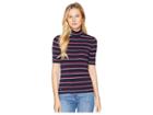 Lauren Ralph Lauren Petite Knit Turtleneck Sweater (navy/crimson Multi) Women's Sweater
