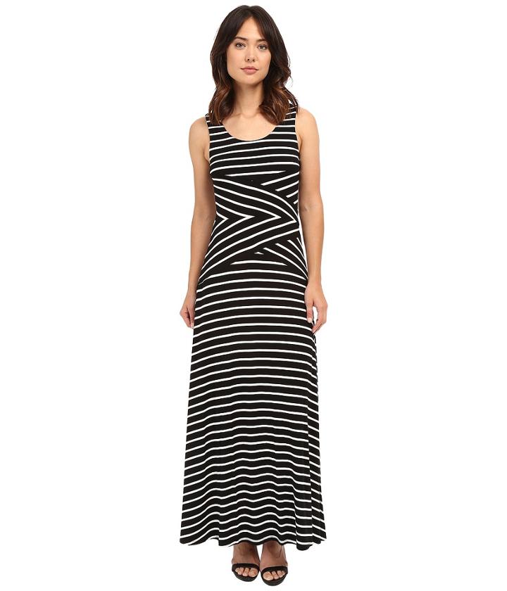 Calvin Klein Maxi Stripe Dress (black Combo 2) Women's Dress