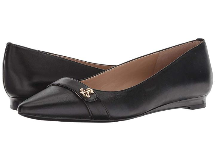 Lauren Ralph Lauren Aminah (black Super Soft Leather) Women's Flat Shoes