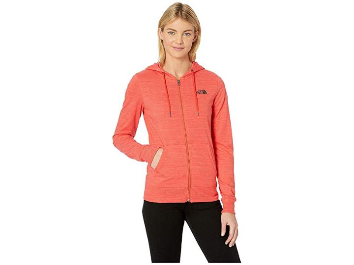 The North Face Lightweight Tri-blend Full Zip Hoodie (juicy Red Heather/asphalt Grey) Women's Sweatshirt