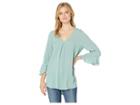 Bobeau V-neck Trumpet Sleeve Crepon (granite Green) Women's T Shirt