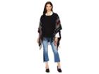Lauren Ralph Lauren Edge Stripe Poncho (black/ivory/red) Women's Clothing