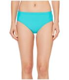Athena Cabana Solids Landa Mid Waist Bikini Bottom (lagoon) Women's Swimwear