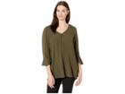 Bobeau V-neck Trumpet Sleeve Crepon (grape Leaf) Women's T Shirt