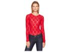 Hanky Panky Lace Long Sleeve Bodysuit (red) Women's Jumpsuit & Rompers One Piece