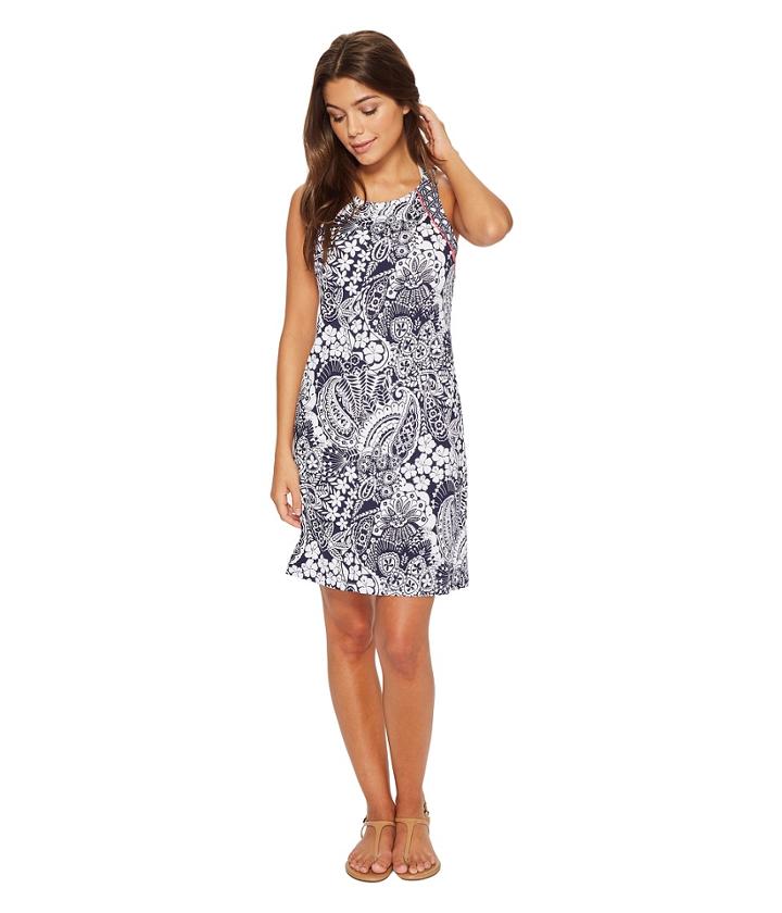 Tommy Bahama Paisley Paradise High Neck Halter Spa Dress Cover-up (mare Navy) Women's Swimwear
