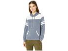 Pink Rose Raglan Long Sleeve Hoodie W/ Pocket (blue Combo) Women's Sweatshirt