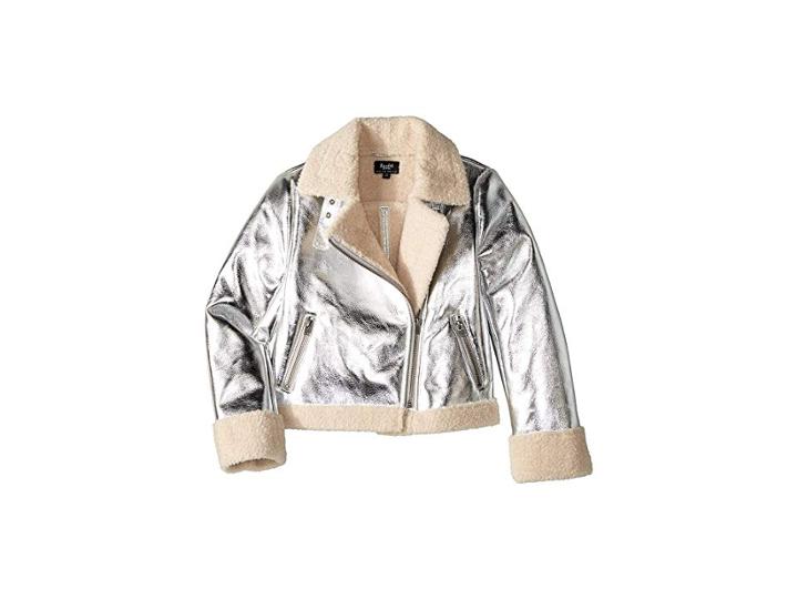 Bardot Junior Iris Metallic Biker Jacket (big Kids) (silver) Girl's Coat