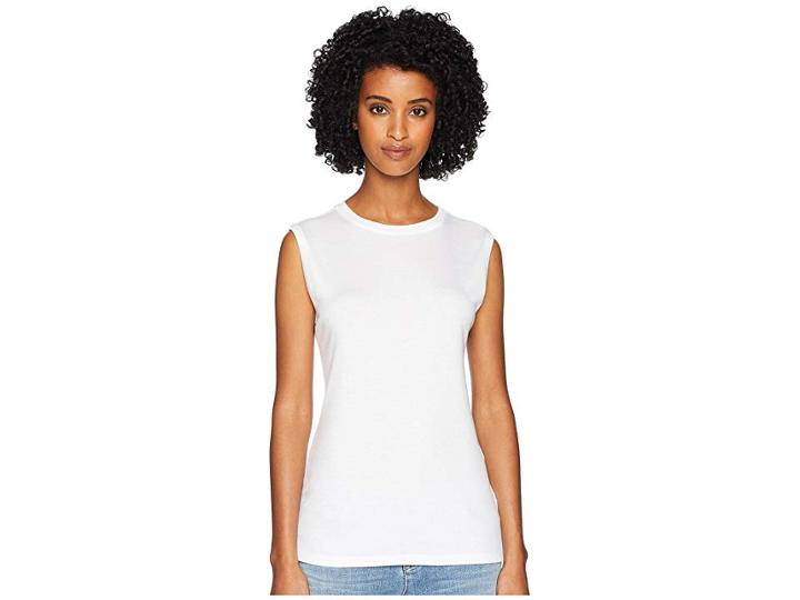 Eileen Fisher Crew Neck Slim Tee (white) Women's Sleeveless