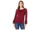 Vince Camuto Long Sleeve Fur Cuff Top (manor Red) Women's Clothing
