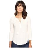 Lucky Brand Lace Front Peasant (marshmallow) Women's Clothing