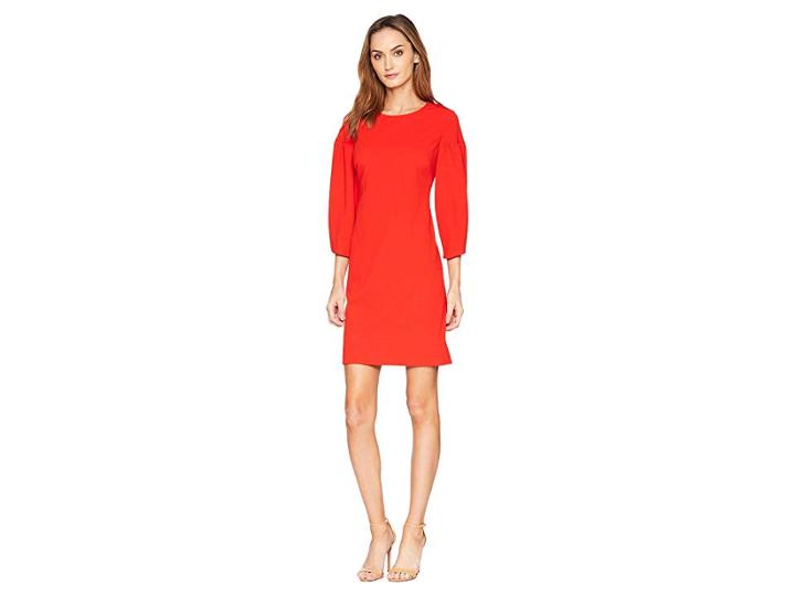 Vince Camuto Bubble Sleeve Crepe Ponte Dress (spectrum Red) Women's Dress
