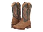 Roper Kids Arrowheads (toddler/little Kid) (brown Faux Leather Vamp Green Shaft) Cowboy Boots