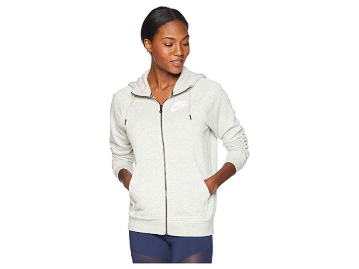 Nike Rally Hoodie Full Zip (grey Heather/pale Grey/white) Women's Sweatshirt