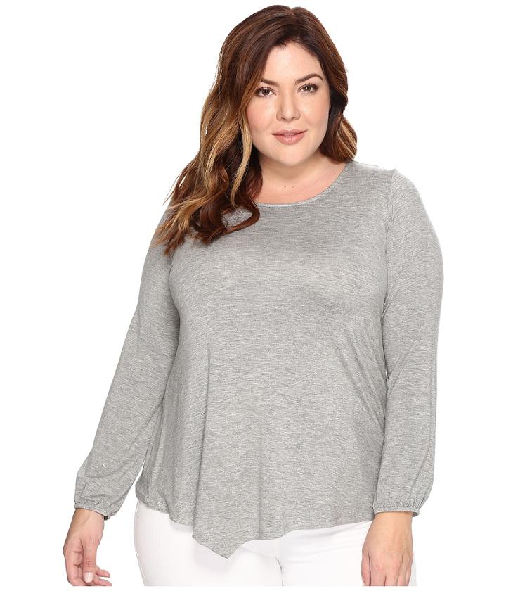 B Collection By Bobeau Plus Size Milla Top (heather Grey) Women's Clothing