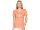 Life Is Good Daily Dose Golf Crusher Vee (fresh Coral) Women's T Shirt