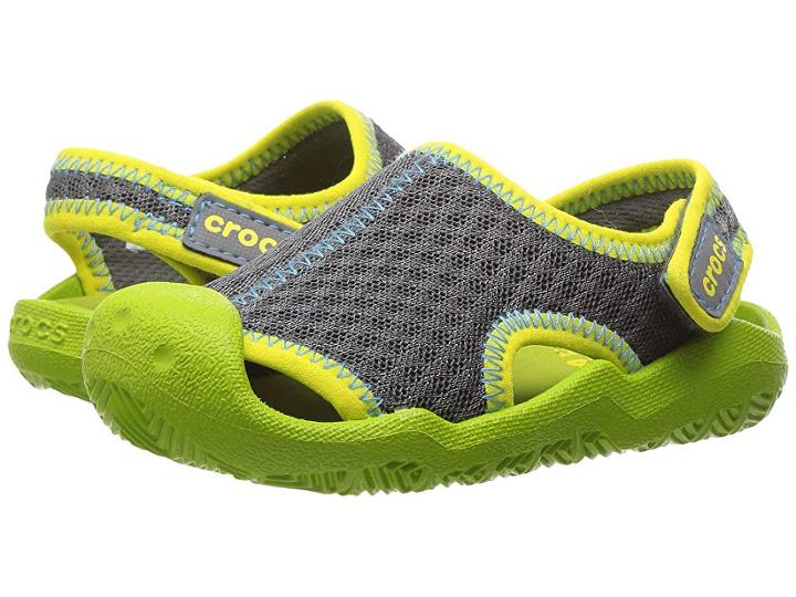 Crocs Kids Swiftwater Sandal (toddler/little Kid) (graphite/volt Green) Kids Shoes