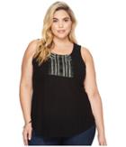 Lucky Brand Plus Size Beaded Halter Top (lucky Black) Women's Clothing