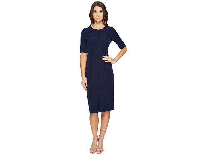 Maggy London Dream Crepe Sheath Dress With Elbow Sleeve (patriot Blue) Women's Dress
