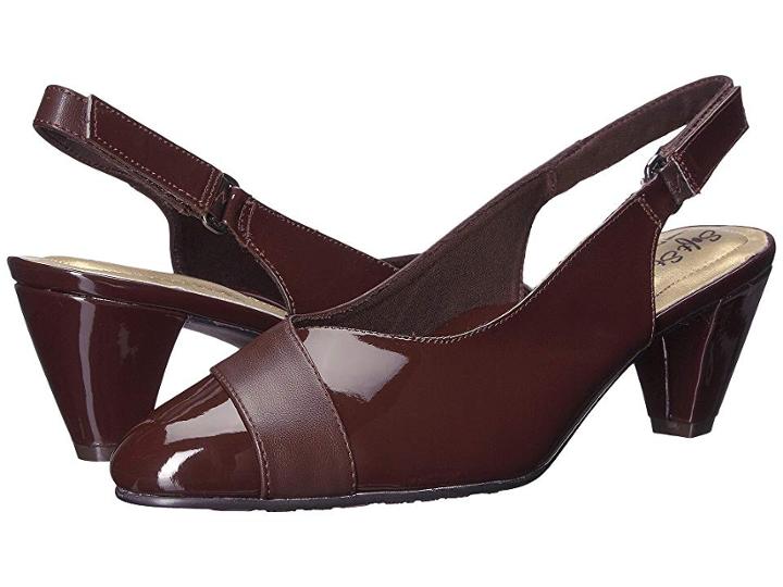 Soft Style Dagmar (dark Brown Kid/patent) Women's Sling Back Shoes