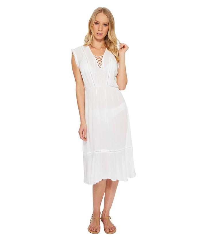 Splendid Tie Front Dress Cover-up (white) Women's Swimwear