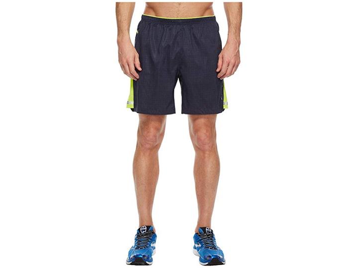 Brooks Sherpa 7 2-in-1 Shorts (asphalt Squares/lime) Men's Shorts