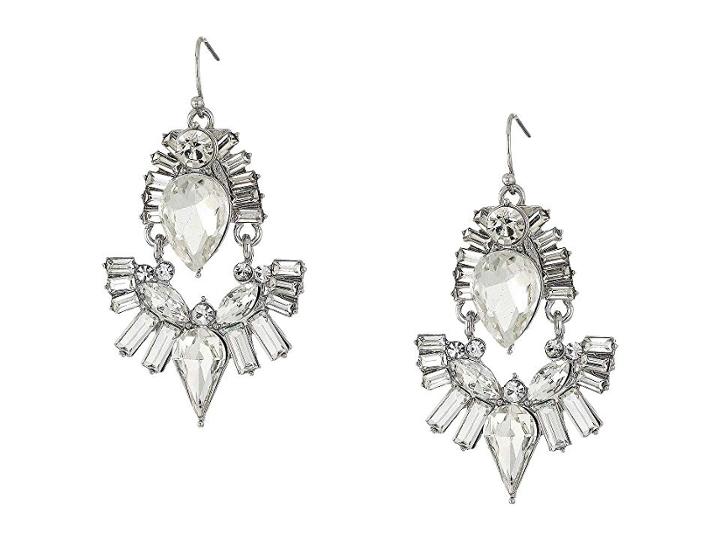 Guess Stone Cluster Drop On Wire Earrings (silver) Earring