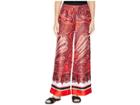 Lauren Ralph Lauren Silky Twill Printed Wide Leg Pants (red Multi) Women's Casual Pants
