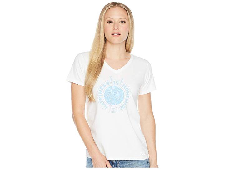 Life Is Good Crusher Vee Happiness Is Home (cloud White) Women's T Shirt