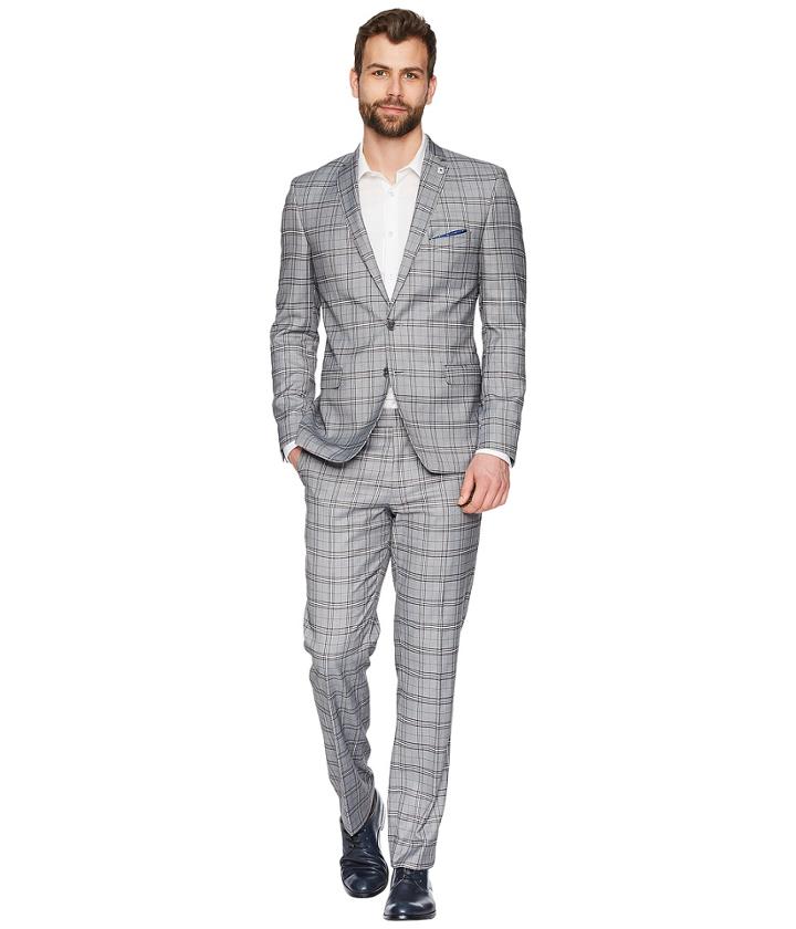 Nick Graham 32 Finished Bottom Suit (black/grey Plaid) Men's Suits Sets