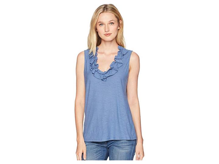 Cece V-neck Ruffled Top (vista Blue) Women's Clothing
