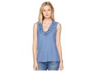 Cece V-neck Ruffled Top (vista Blue) Women's Clothing