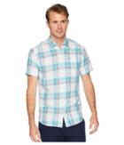 Tommy Jeans Check Linen Short Sleeve Button Down Shirt (maui Blue) Men's Short Sleeve Button Up