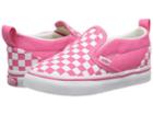 Vans Kids Slip-on V (toddler) ((checkerboard) Hot Pink/true White) Girls Shoes