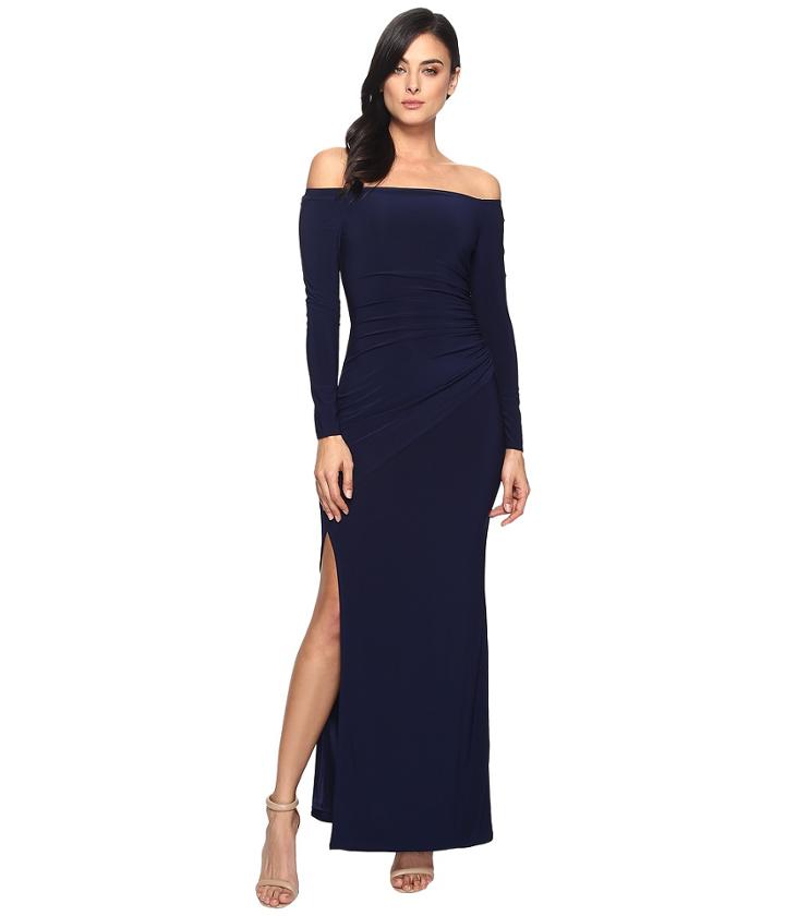Laundry By Shelli Segal Off The Shoulder Gown (inkblot) Women's Dress