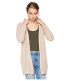 Pink Rose Long Drop Shoulder Open Cardigan W/ Back Cable Detail (hempseed) Women's Sweater