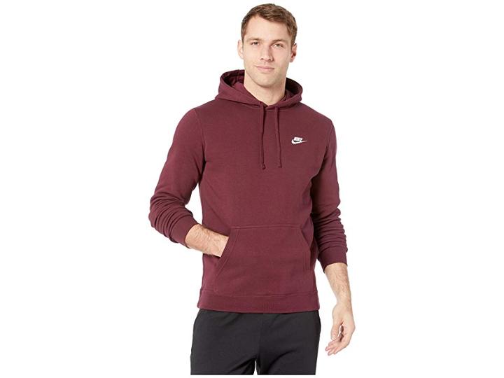 Nike Club Fleece Pullover Hoodie (night Maroon/night Maroon/white) Men's Fleece