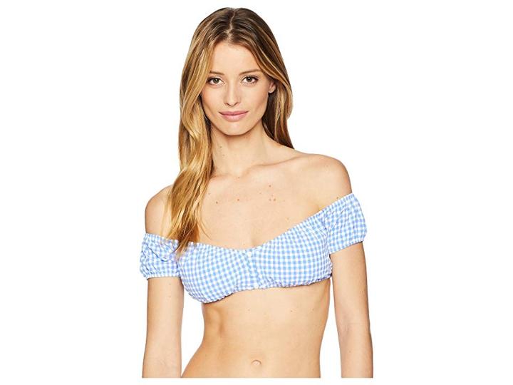 Nanette Lepore Capri Gingham Tease Bikini Top (azul) Women's Swimwear