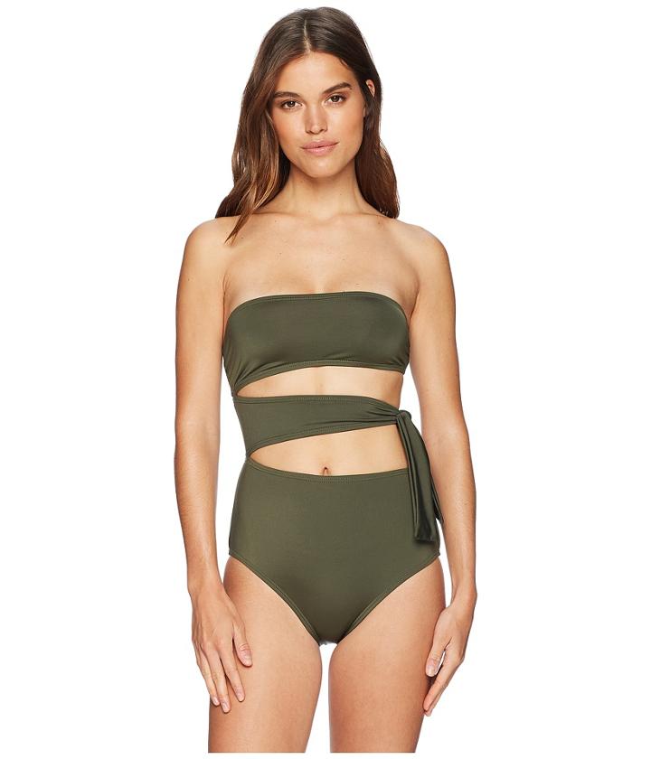 Proenza Schouler Solids One-piece Bandeau W/ Side Tie (fatigue) Women's Swimsuits One Piece