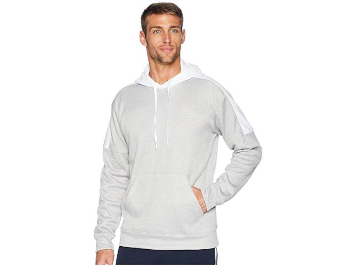 Adidas Team Issue Fleece Pullover Hoodie (grey Two Metallic/hi-res Aqua Metallic) Men's Sweatshirt