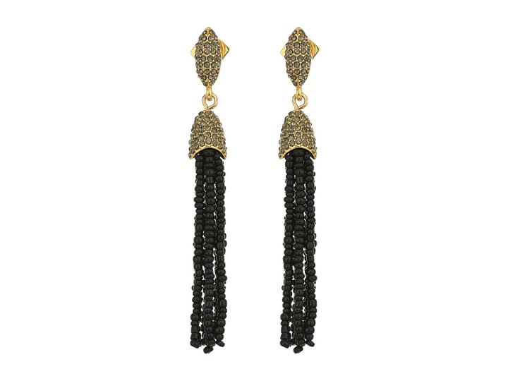 Vince Camuto Seed Bead Tassel Fringe Earrings (gold/black Diamond/jet) Earring