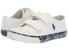 Polo Ralph Lauren Kids Slone Ez (little Kid) (white Tumbled/navy/multi Floral/navy Pony) Girl's Shoes