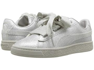 Puma Kids Basket Heart Holiday Glamour Ps (little Kid) (puma Silver/gray Violet) Girls Shoes